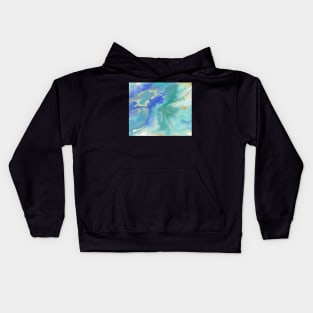 Digital Abstract in Turquoise, Indigo, and Gold Kids Hoodie